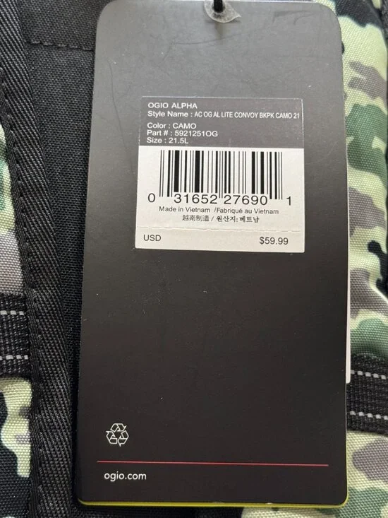 OGIO Alpha Lite Convoy Backpack 21.5 Liter Black Camo Daybag Gym MOD Webbing NWT - Picture 11 of 16